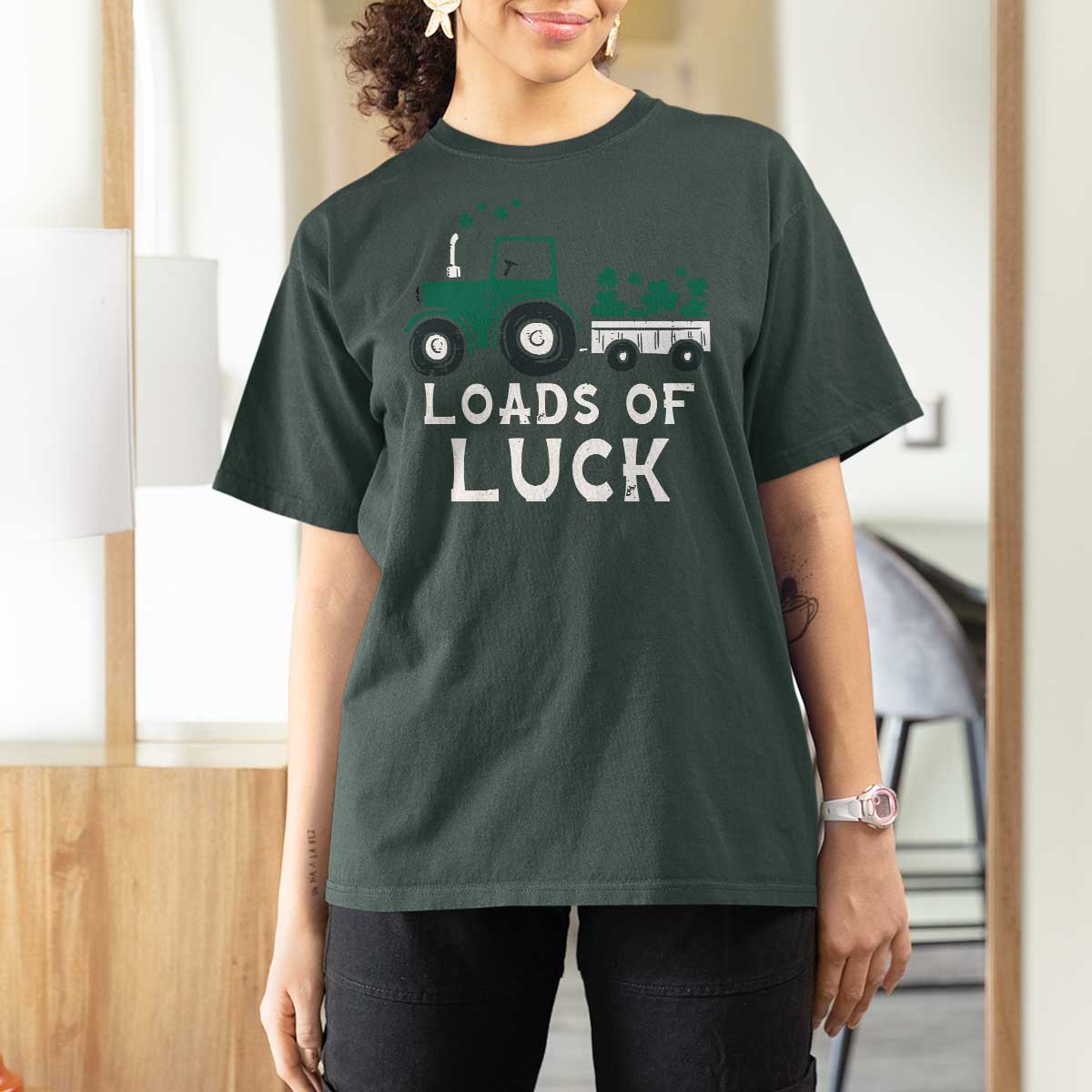 Boys St Patricks Day T Shirt For Women Loads Of Luck Lucky Tractor Truck Toddler Boys