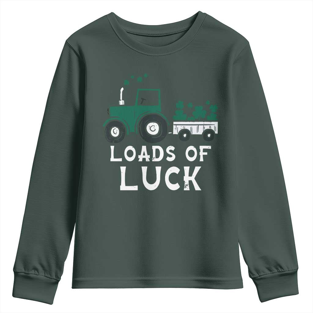 Boys St Patricks Day Youth Sweatshirt Loads Of Luck Lucky Tractor Truck Toddler Boys