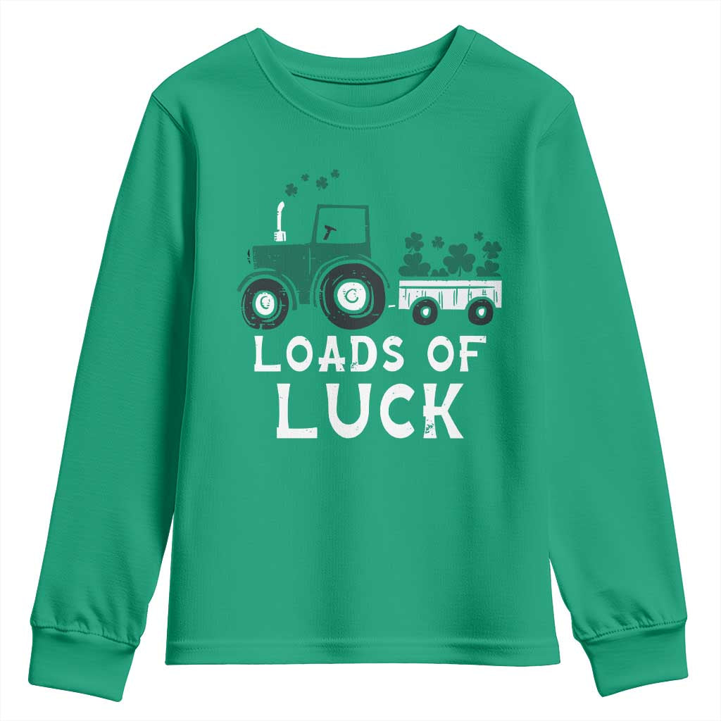 Boys St Patricks Day Youth Sweatshirt Loads Of Luck Lucky Tractor Truck Toddler Boys