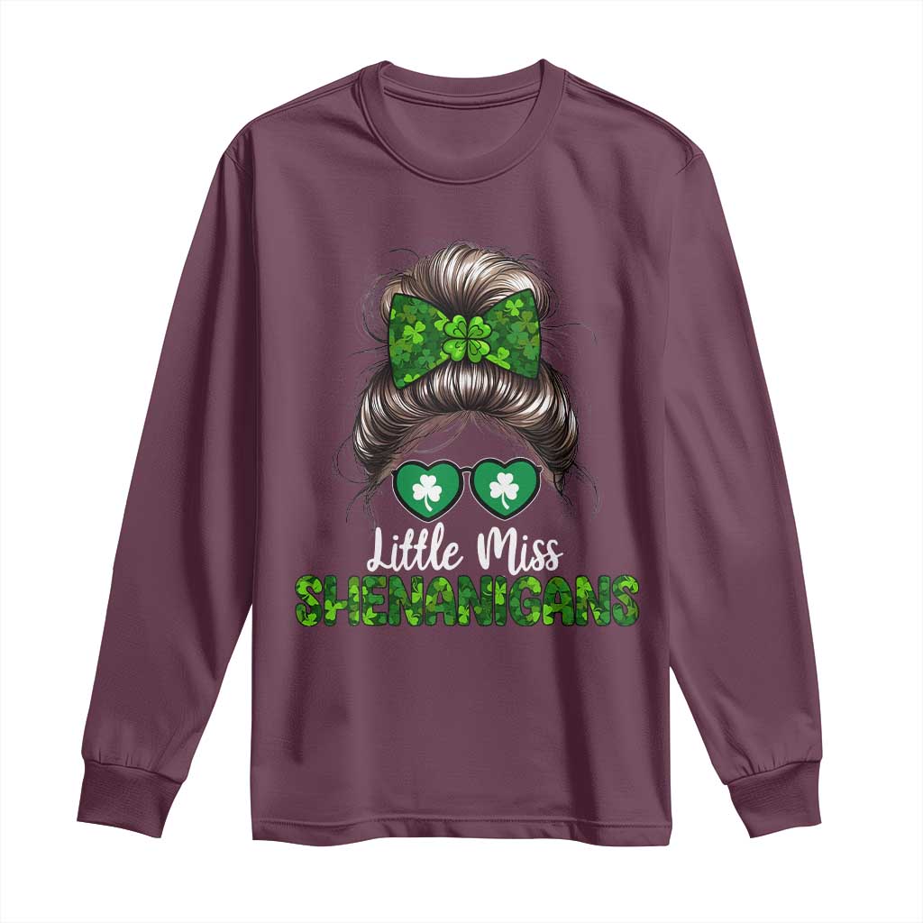 Little Miss Shenanigans St Patricks Day Long Sleeve Shirt Kids Girls Toddler
