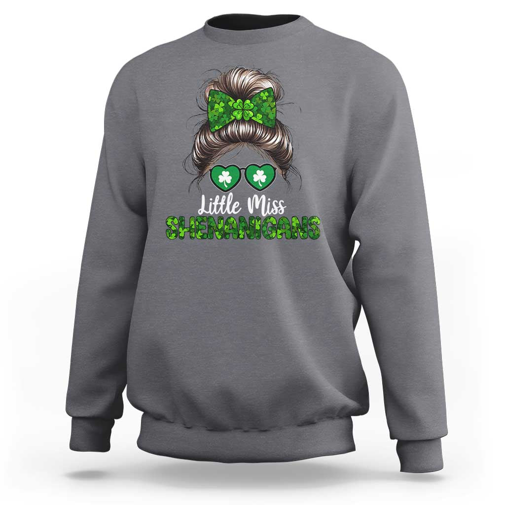 Little Miss Shenanigans St Patricks Day Sweatshirt Kids Girls Toddler