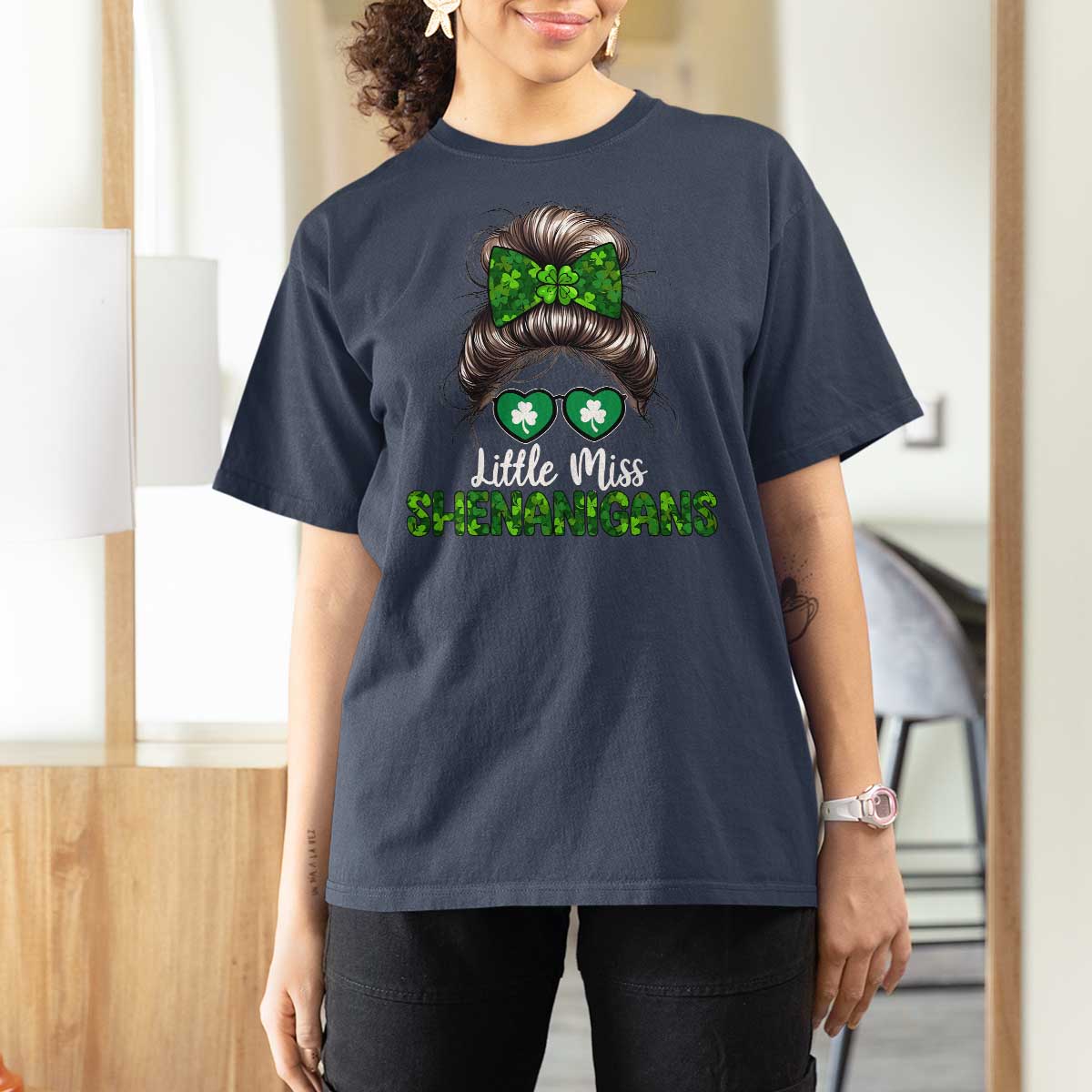 Little Miss Shenanigans St Patricks Day T Shirt For Women Kids Girls Toddler