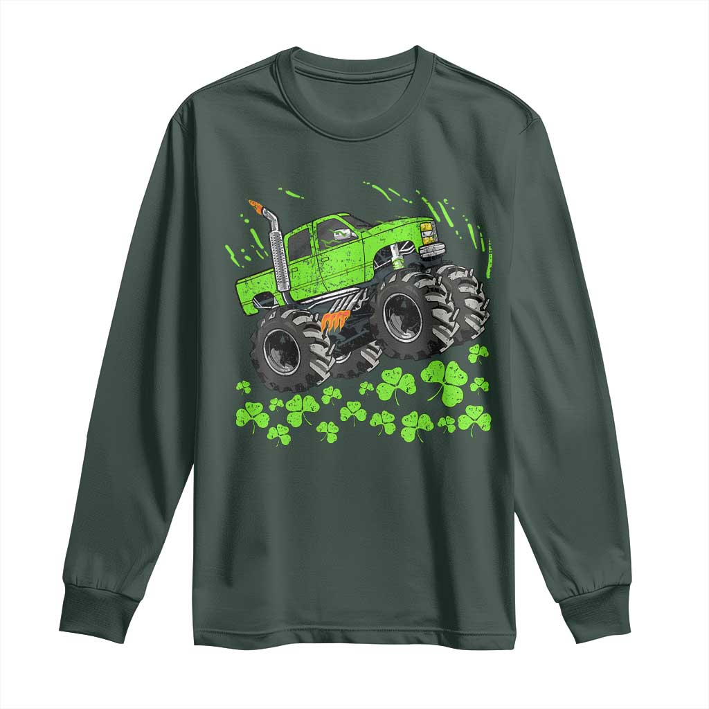 Boys St Patricks Day Lucky Monster Truck Long Sleeve Shirt