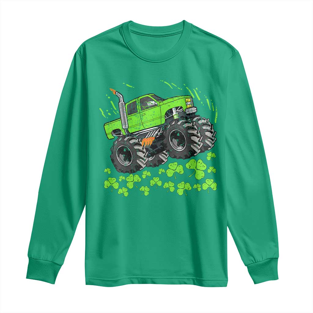 Boys St Patricks Day Lucky Monster Truck Long Sleeve Shirt