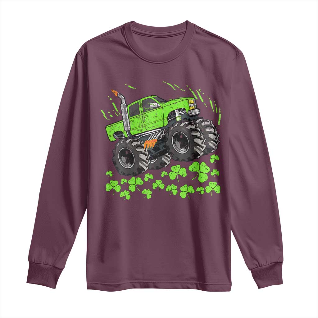 Boys St Patricks Day Lucky Monster Truck Long Sleeve Shirt