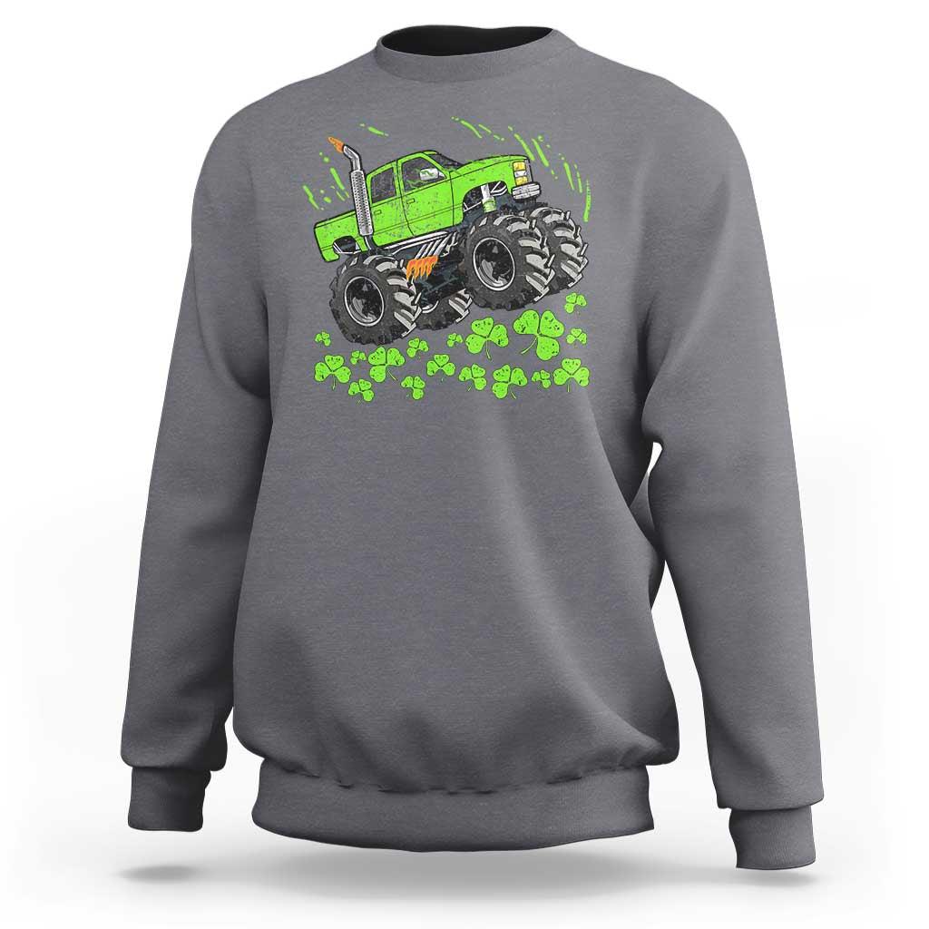 Boys St Patricks Day Lucky Monster Truck Sweatshirt