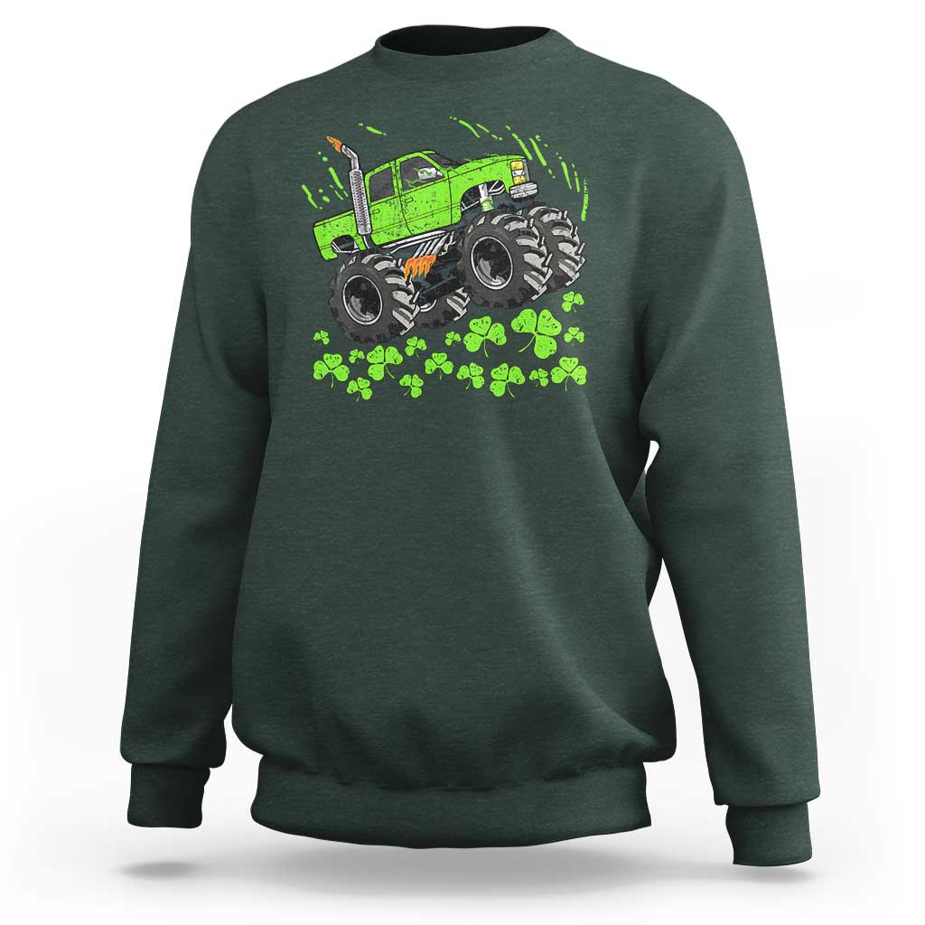 Boys St Patricks Day Lucky Monster Truck Sweatshirt
