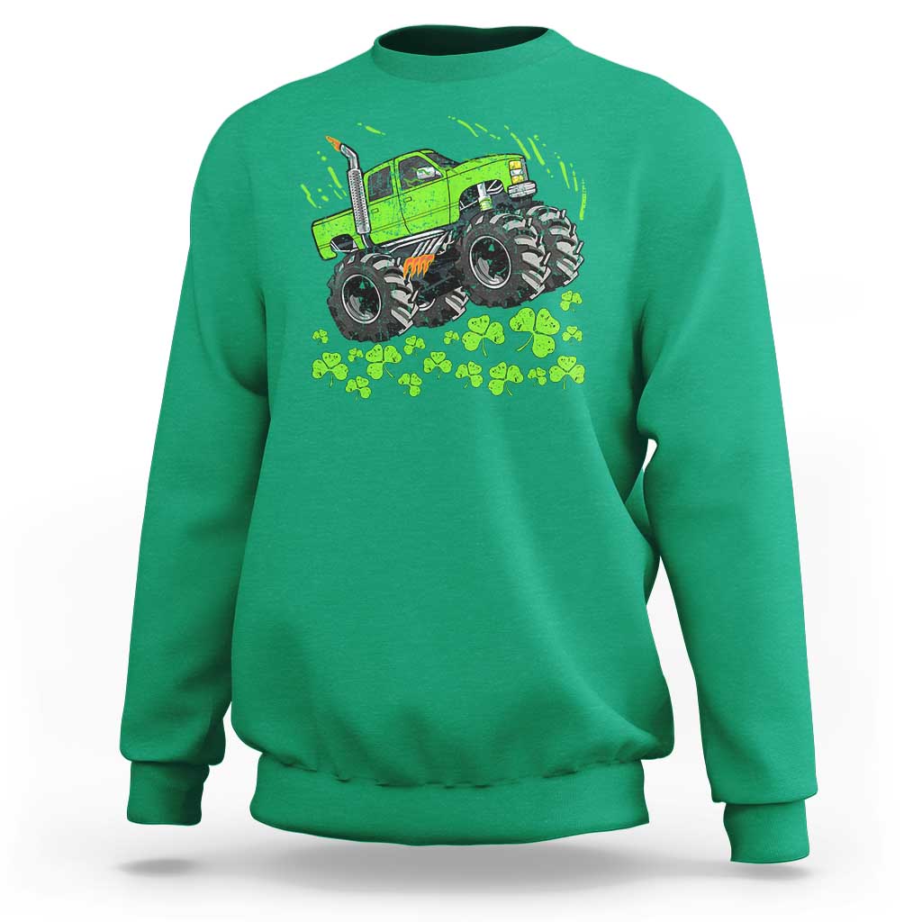 Boys St Patricks Day Lucky Monster Truck Sweatshirt