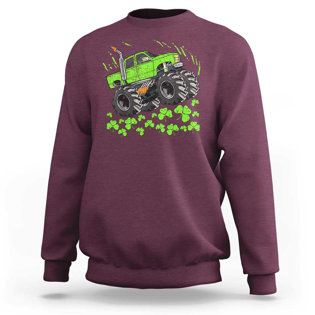 Boys St Patricks Day Lucky Monster Truck Sweatshirt