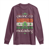 St. Patrick's Day Prone to Shenanigans and Malarkey Long Sleeve Shirt Funny St Patrick's Day Lucky Shamrock Irish