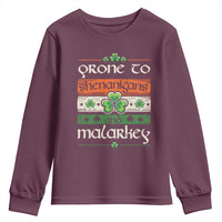 St. Patrick's Day Prone to Shenanigans and Malarkey Youth Sweatshirt Funny St Patrick's Day Lucky Shamrock Irish