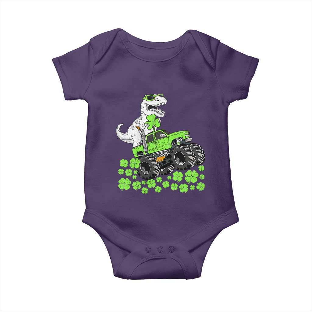 Lucky St Patricks Day Toddler Boys Baby Onesie T Rex Dino Riding Monster Truck Shamrock