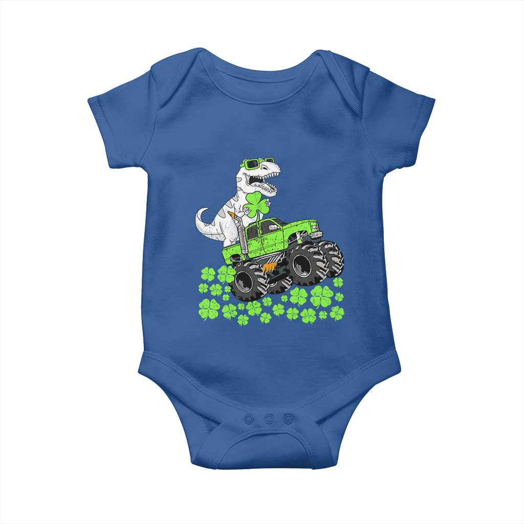 Lucky St Patricks Day Toddler Boys Baby Onesie T Rex Dino Riding Monster Truck Shamrock