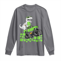 Lucky St Patricks Day Toddler Boys Long Sleeve Shirt T Rex Dino Riding Monster Truck Shamrock