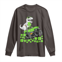 Lucky St Patricks Day Toddler Boys Long Sleeve Shirt T Rex Dino Riding Monster Truck Shamrock