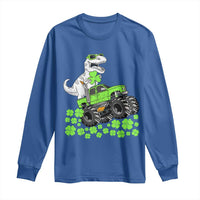 Lucky St Patricks Day Toddler Boys Long Sleeve Shirt T Rex Dino Riding Monster Truck Shamrock
