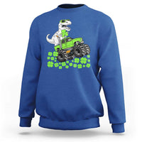 Lucky St Patricks Day Toddler Boys Sweatshirt T Rex Dino Riding Monster Truck Shamrock
