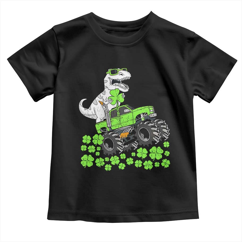 Lucky St Patricks Day Toddler Boys Toddler T Shirt T Rex Dino Riding Monster Truck Shamrock