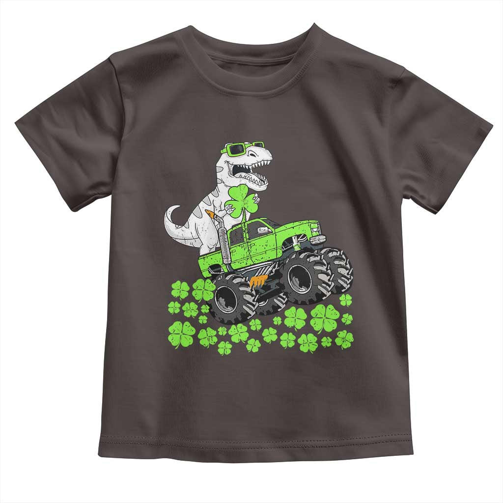 Lucky St Patricks Day Toddler Boys Toddler T Shirt T Rex Dino Riding Monster Truck Shamrock