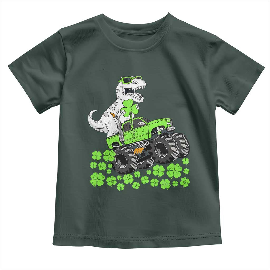 Lucky St Patricks Day Toddler Boys Toddler T Shirt T Rex Dino Riding Monster Truck Shamrock