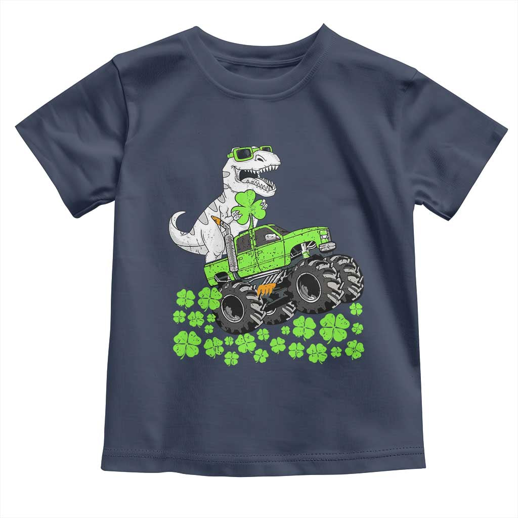 Lucky St Patricks Day Toddler Boys Toddler T Shirt T Rex Dino Riding Monster Truck Shamrock