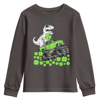 Lucky St Patricks Day Toddler Boys Youth Sweatshirt T Rex Dino Riding Monster Truck Shamrock