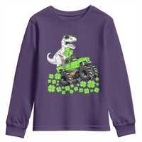 Lucky St Patricks Day Toddler Boys Youth Sweatshirt T Rex Dino Riding Monster Truck Shamrock