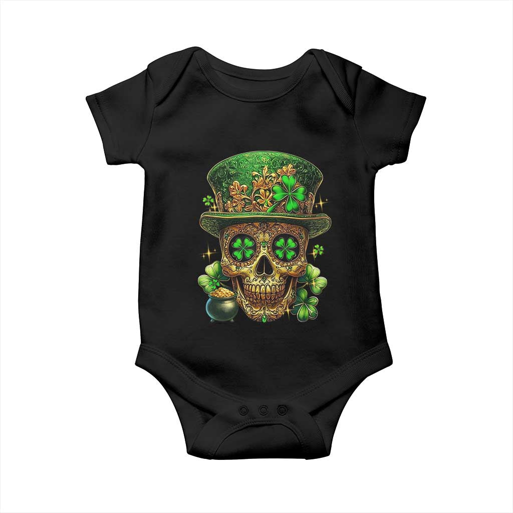 Sugar Skull St Patrick Day Baby Onesie De Los Muertos Lucky Shamrock