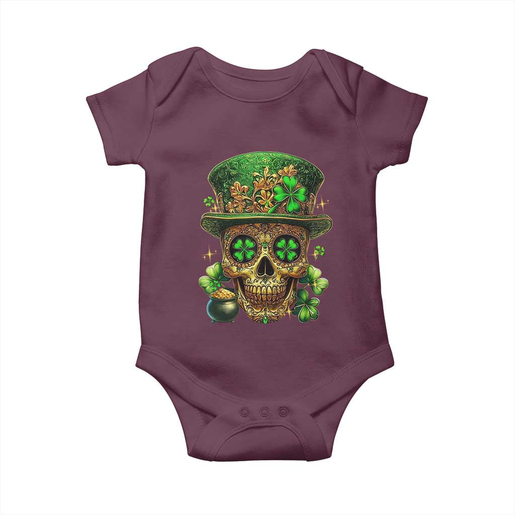 Sugar Skull St Patrick Day Baby Onesie De Los Muertos Lucky Shamrock