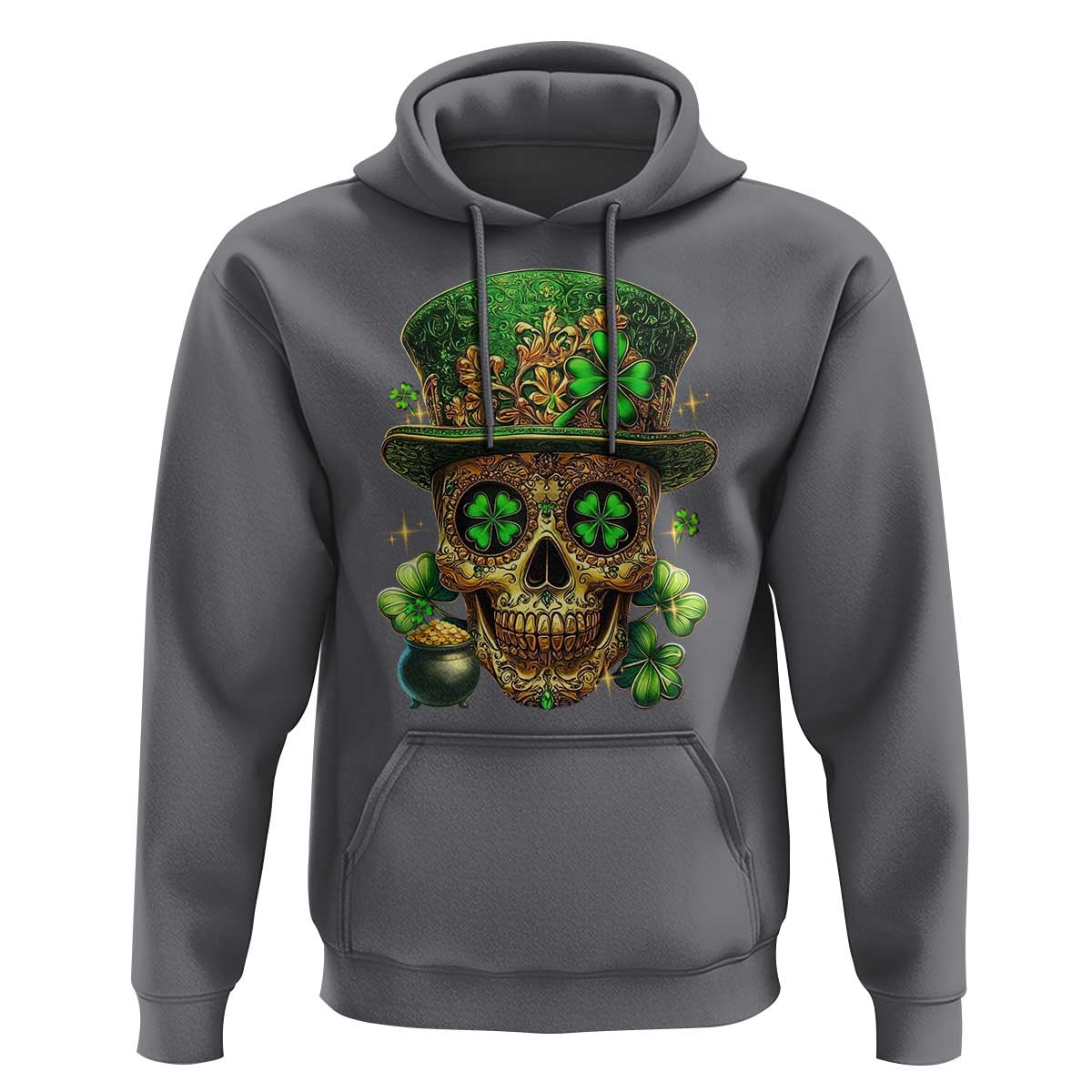 Sugar Skull St Patrick Day Hoodie De Los Muertos Lucky Shamrock
