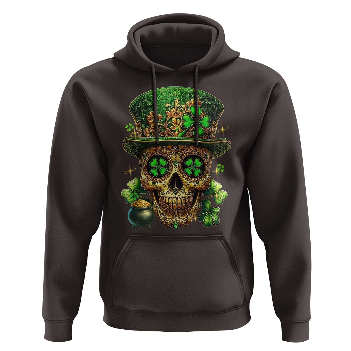 Sugar Skull St Patrick Day Hoodie De Los Muertos Lucky Shamrock
