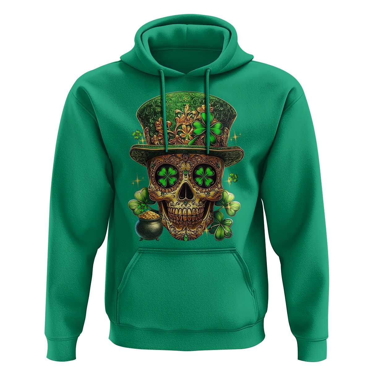 Sugar Skull St Patrick Day Hoodie De Los Muertos Lucky Shamrock
