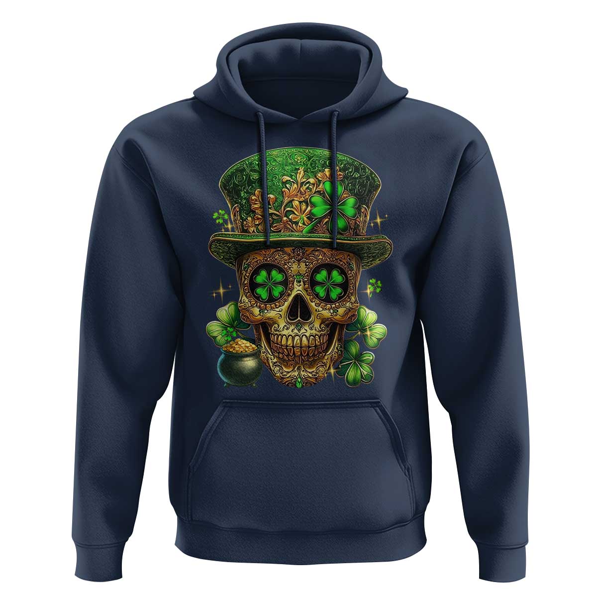 Sugar Skull St Patrick Day Hoodie De Los Muertos Lucky Shamrock