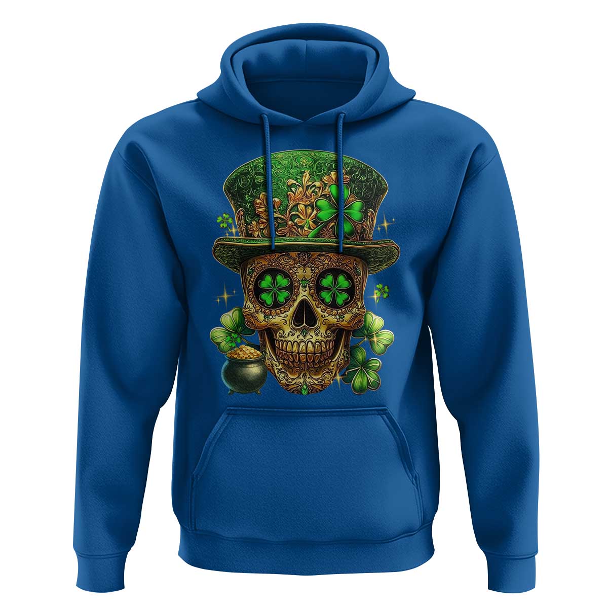 Sugar Skull St Patrick Day Hoodie De Los Muertos Lucky Shamrock