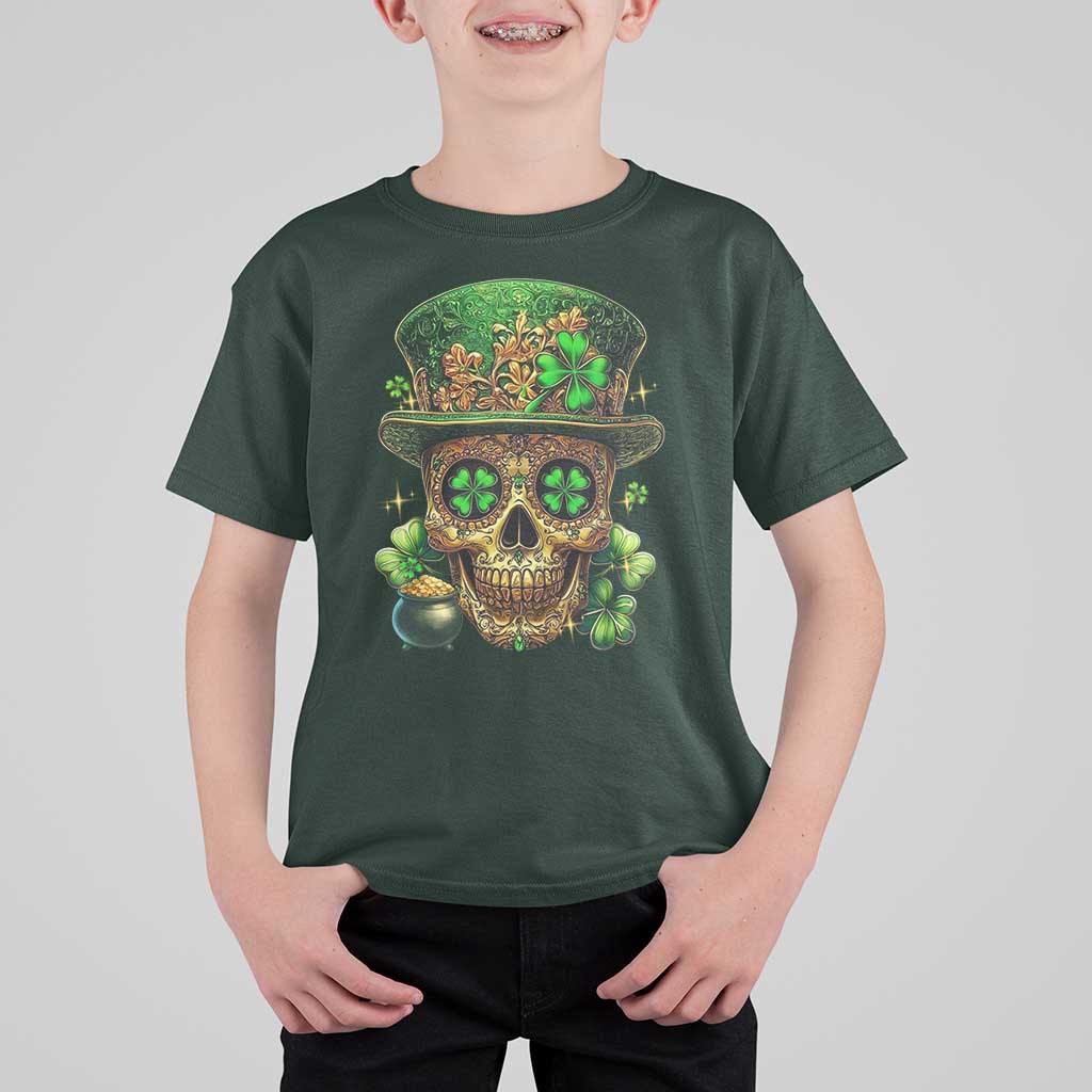 Sugar Skull St Patrick Day T Shirt For Kid De Los Muertos Lucky Shamrock
