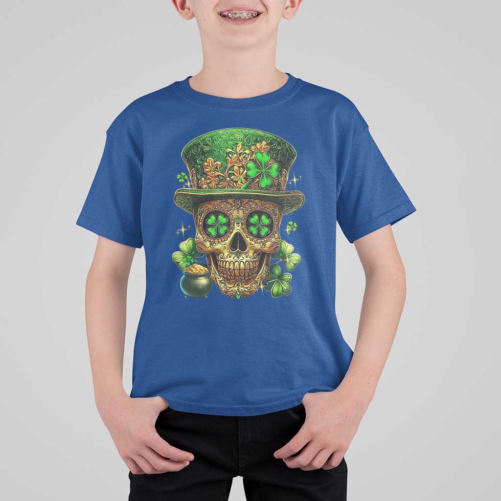 Sugar Skull St Patrick Day T Shirt For Kid De Los Muertos Lucky Shamrock