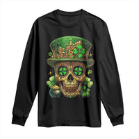 Sugar Skull St Patrick Day Long Sleeve Shirt De Los Muertos Lucky Shamrock