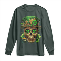 Sugar Skull St Patrick Day Long Sleeve Shirt De Los Muertos Lucky Shamrock