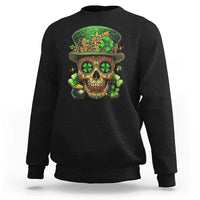 Sugar Skull St Patrick Day Sweatshirt De Los Muertos Lucky Shamrock