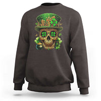 Sugar Skull St Patrick Day Sweatshirt De Los Muertos Lucky Shamrock