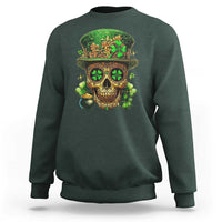 Sugar Skull St Patrick Day Sweatshirt De Los Muertos Lucky Shamrock