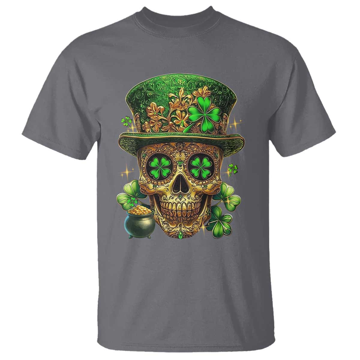 Sugar Skull St Patrick Day T Shirt De Los Muertos Lucky Shamrock