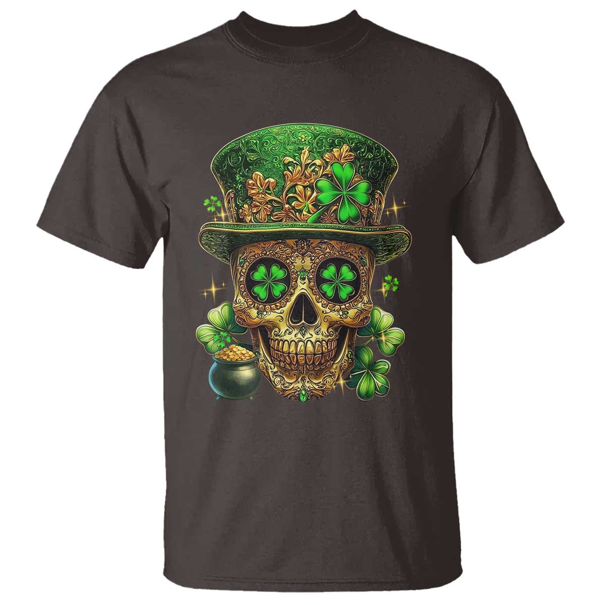 Sugar Skull St Patrick Day T Shirt De Los Muertos Lucky Shamrock