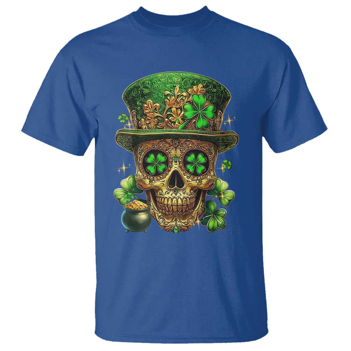 Sugar Skull St Patrick Day T Shirt De Los Muertos Lucky Shamrock