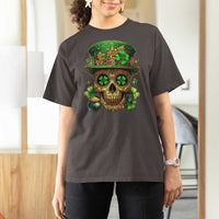 Sugar Skull St Patrick Day T Shirt For Women De Los Muertos Lucky Shamrock