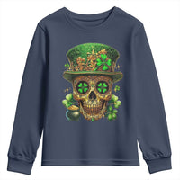 Sugar Skull St Patrick Day Youth Sweatshirt De Los Muertos Lucky Shamrock