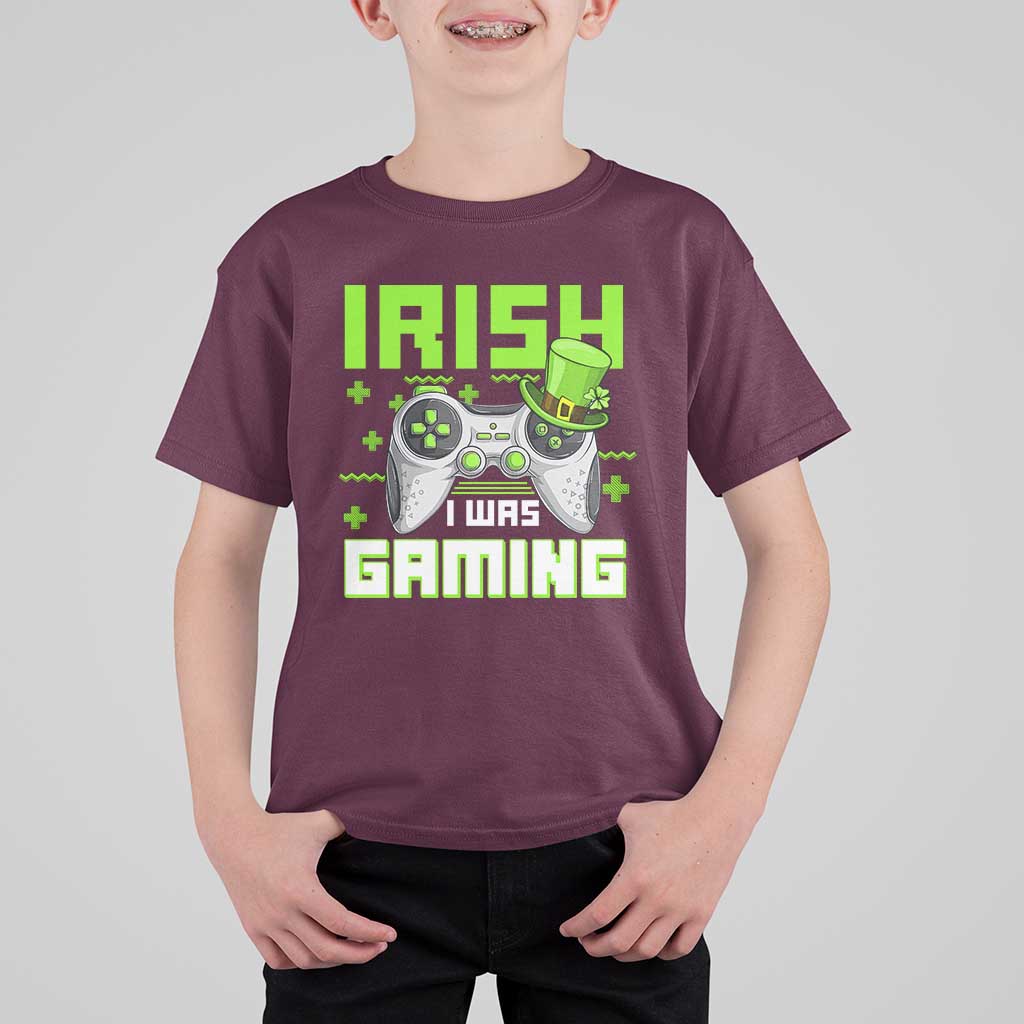 Funny Gamer St Patricks Day T Shirt For Kid Irish I Was Gaming Video Games Lovers