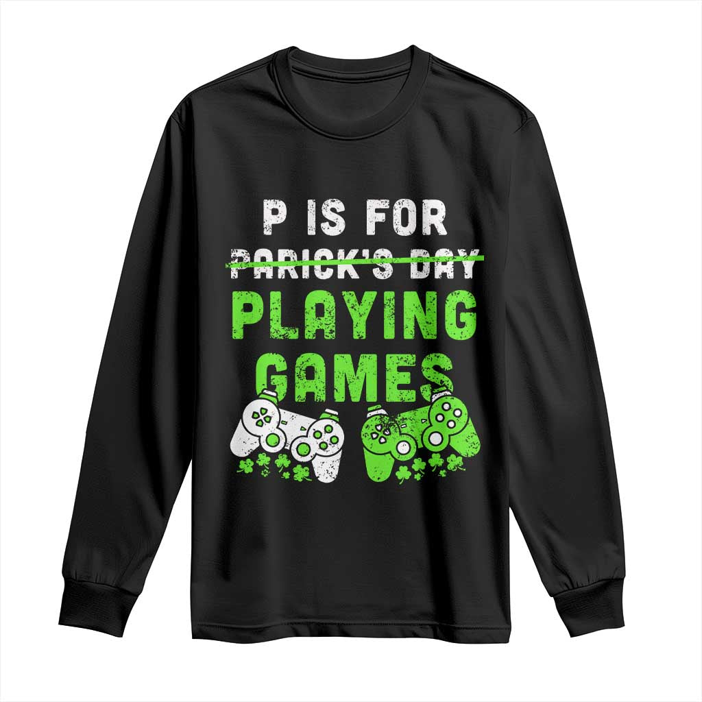 Video Game Controller Irish Gamer Boys St Patricks Day Long Sleeve Shirt