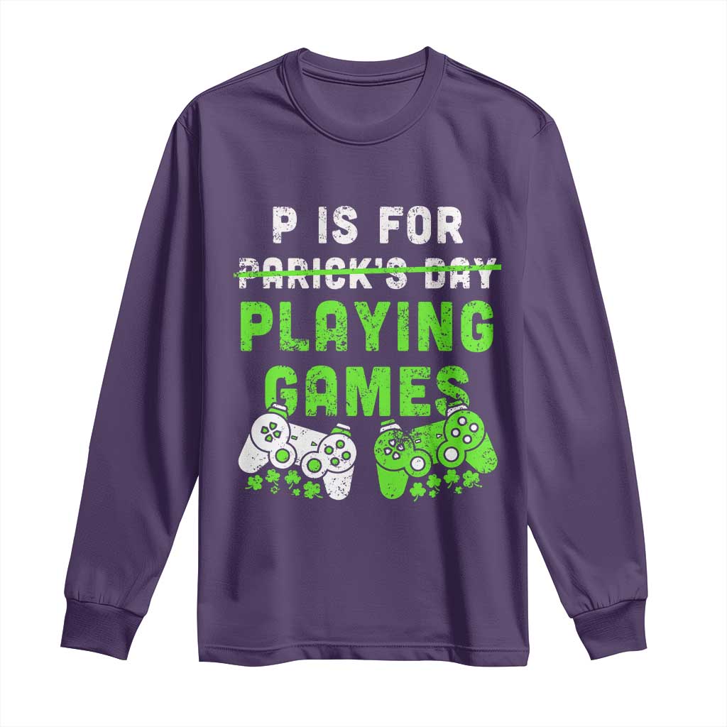 Video Game Controller Irish Gamer Boys St Patricks Day Long Sleeve Shirt