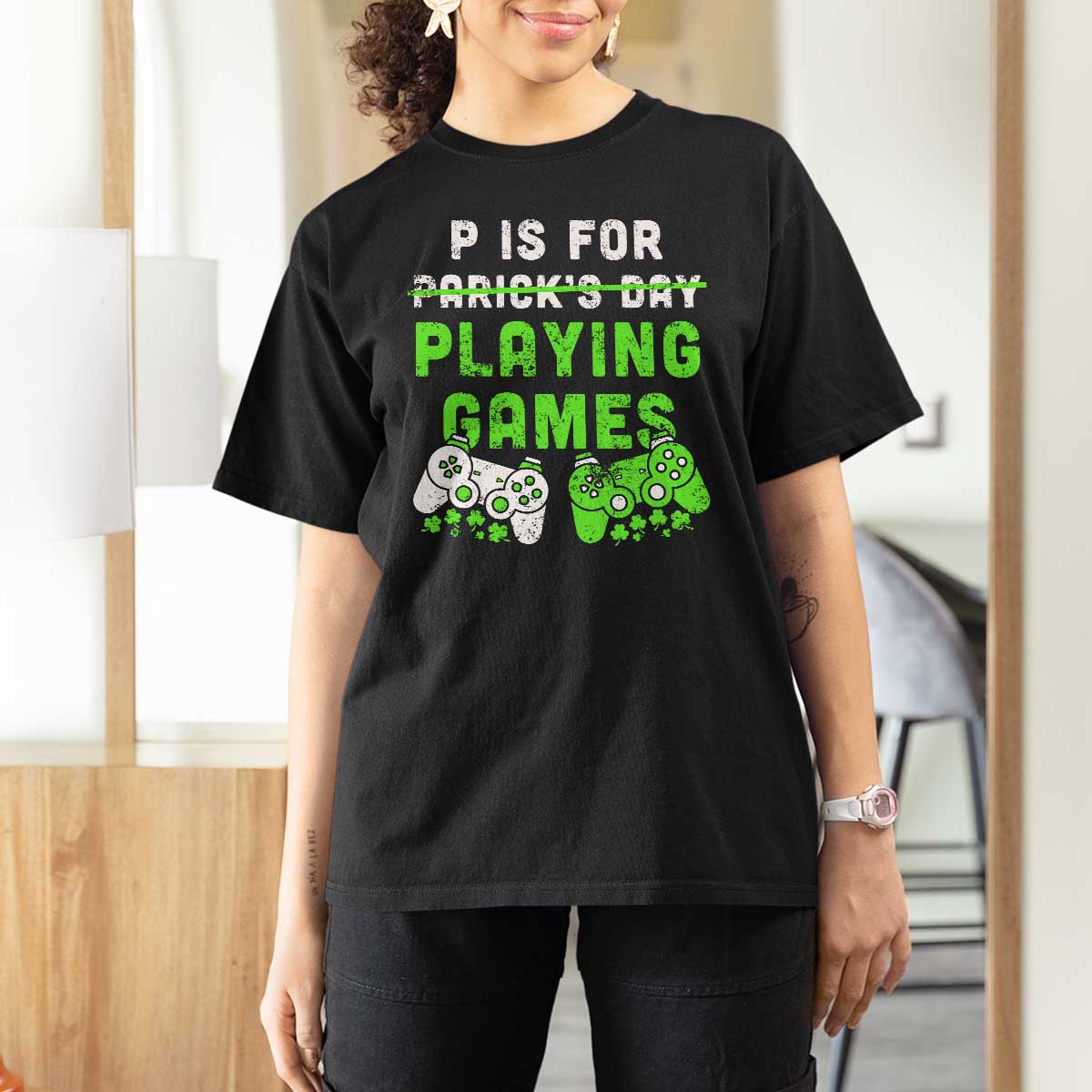 Video Game Controller Irish Gamer Boys St Patricks Day T Shirt For Women
